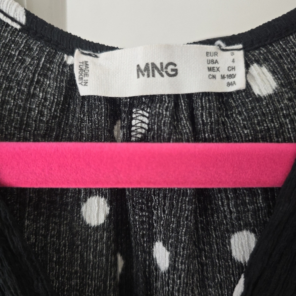 Mango Tiered Polka Dot Jersey Smock Dress in  Black - Picture 6 of 8